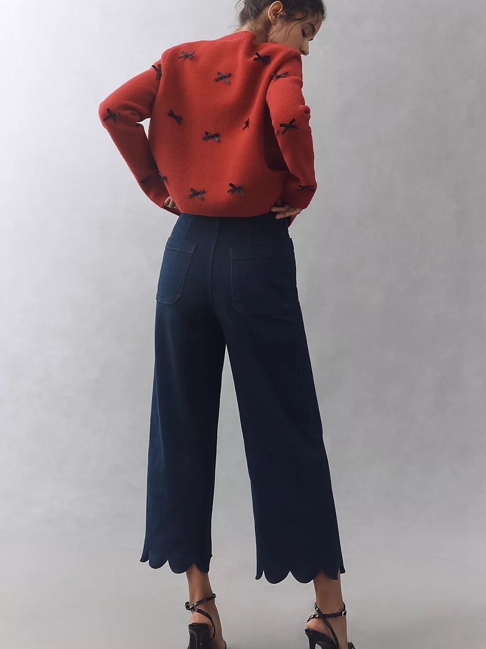 Maeve The Colette Scallop Crop Wide-Leg Jeans by Size 30